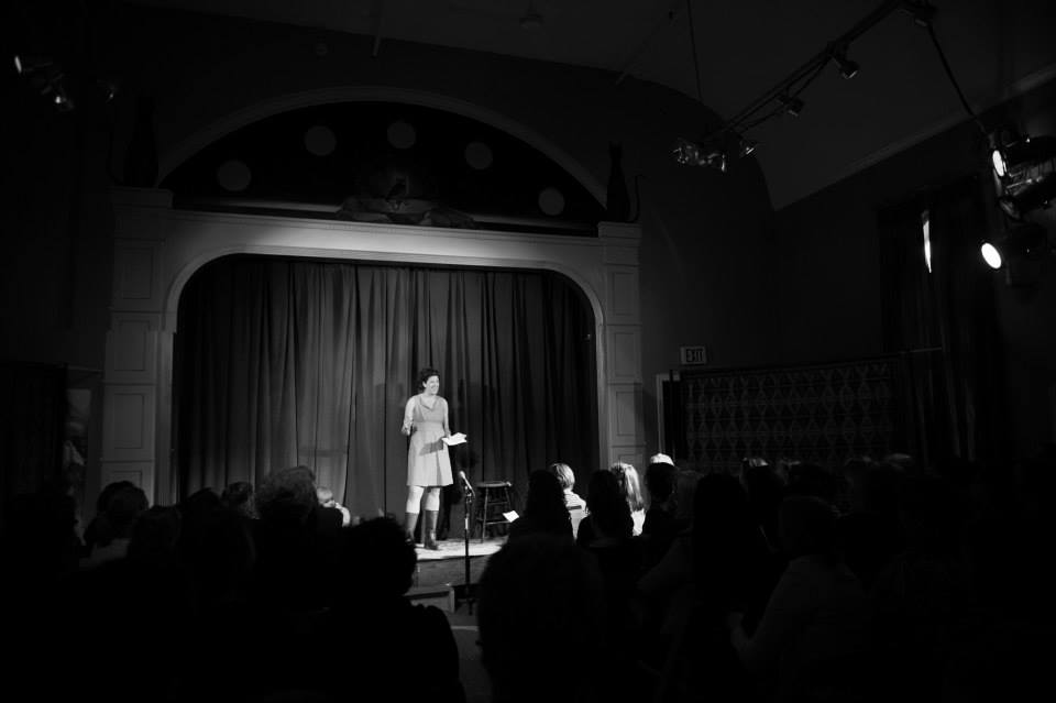 Lael on stage at Sourcing SheSpeaks B&W 5.8.14 - Melissa Mullen Photography